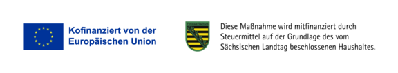 Logo der Europäischen Union und des Freistaates Sachsen um zu zeigen, dass die Fördermittel von diesen Einrichtungen stammen